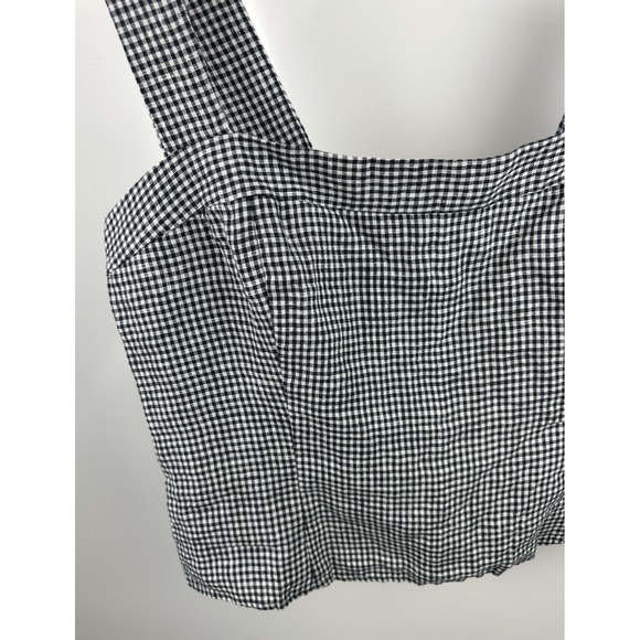 NWT Quince 100% European Linen Fitted Tank Classic Mini Gingham Women's Size XL - Picture 3 of 13